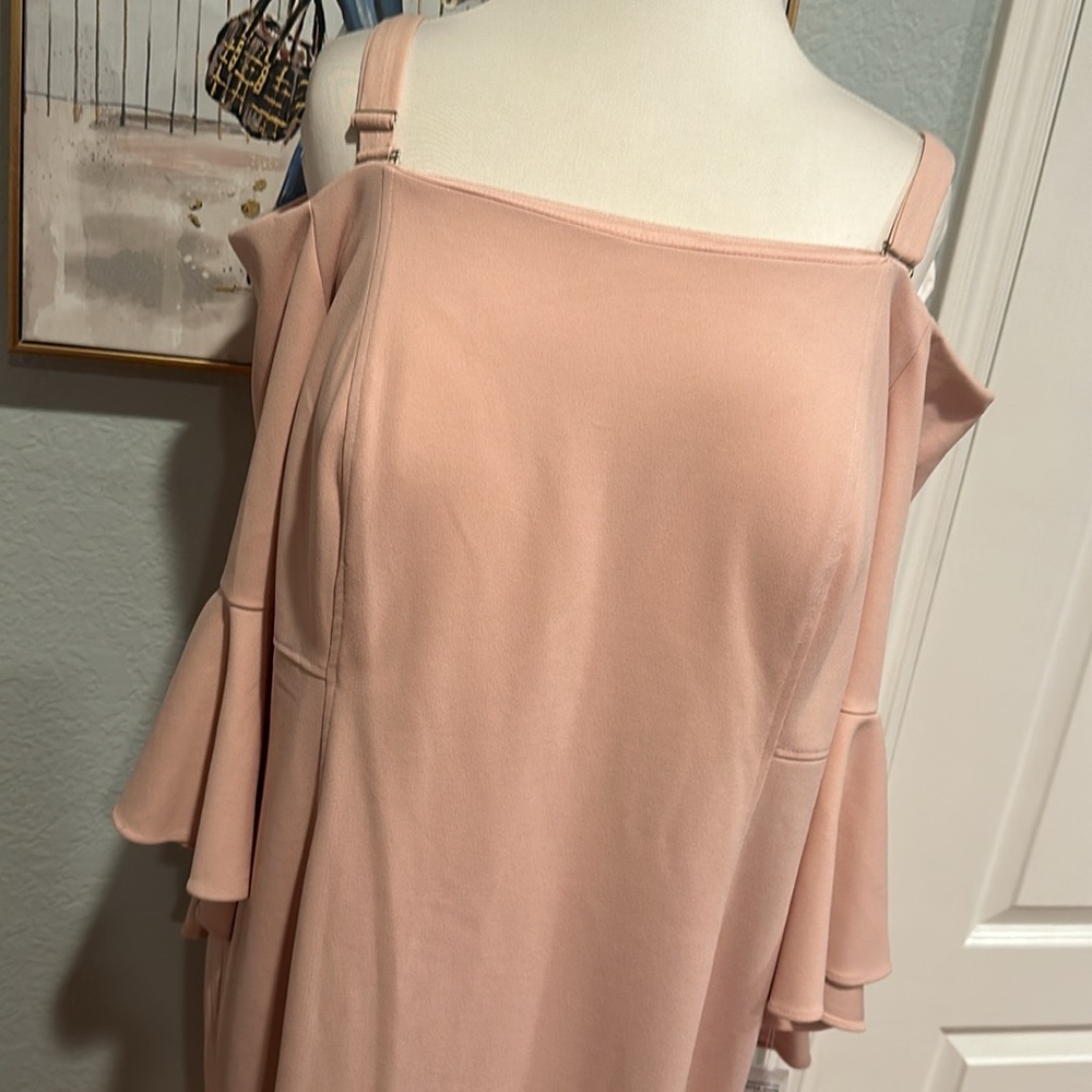 R&M Richards • Blush Cold Shoulder Ruffle Dress • Sz 18W • NWT! - Picture 2 of 11